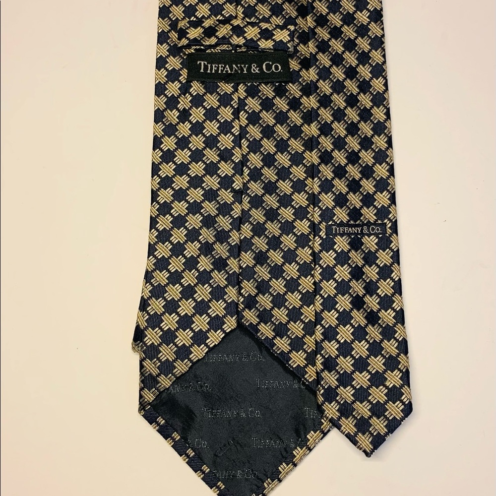 Tiffany Silk Neck Tie Black Gold Men’s Business Attire